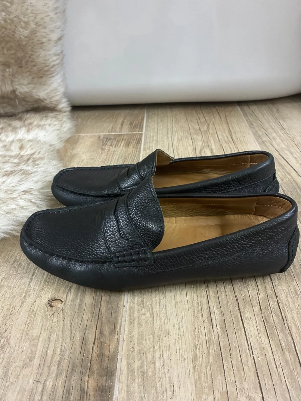 1901 Men’s Black Leather Penny Loafers Driving Shoes Size 9.5 M